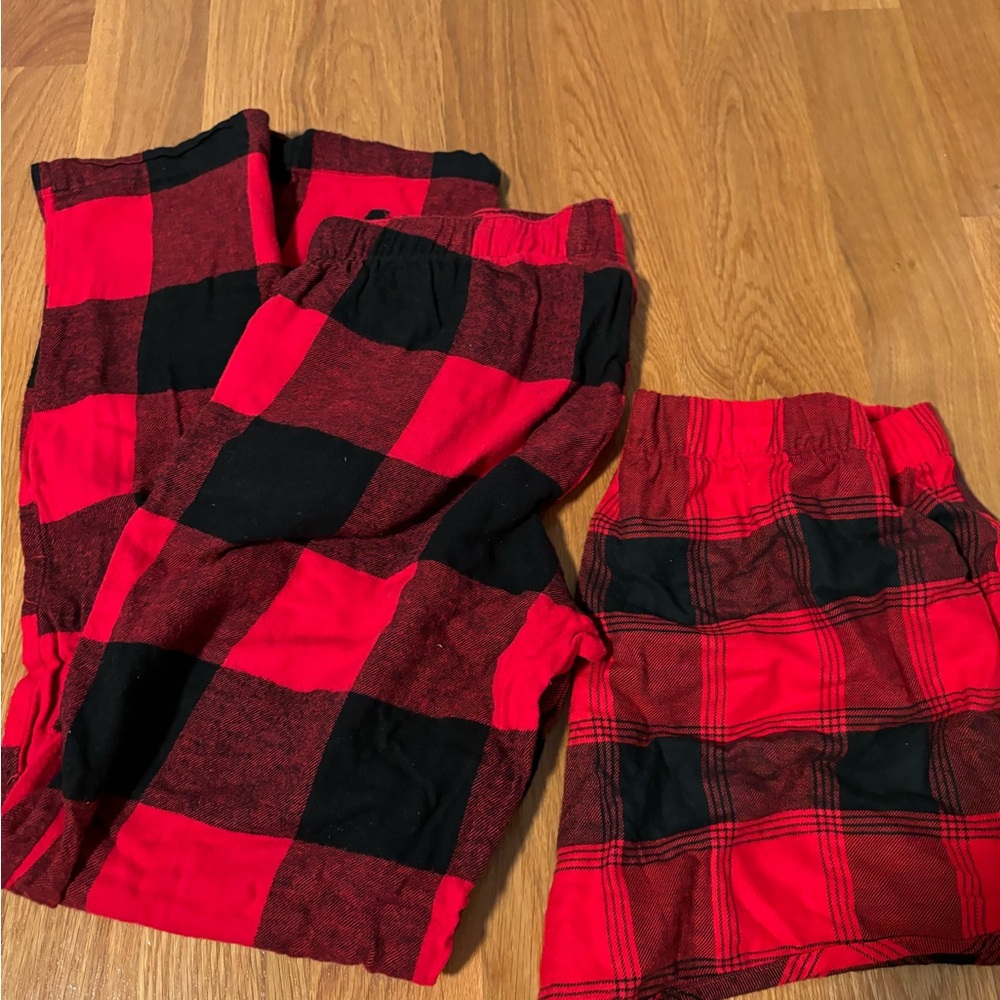 Plaid Red and Black pajamas pants 2set